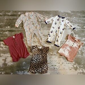 Milkberry Kyte Baby Lou Lou Bamboo Infant Girl Rompers Footed Sleepers 3/6 6/9 M